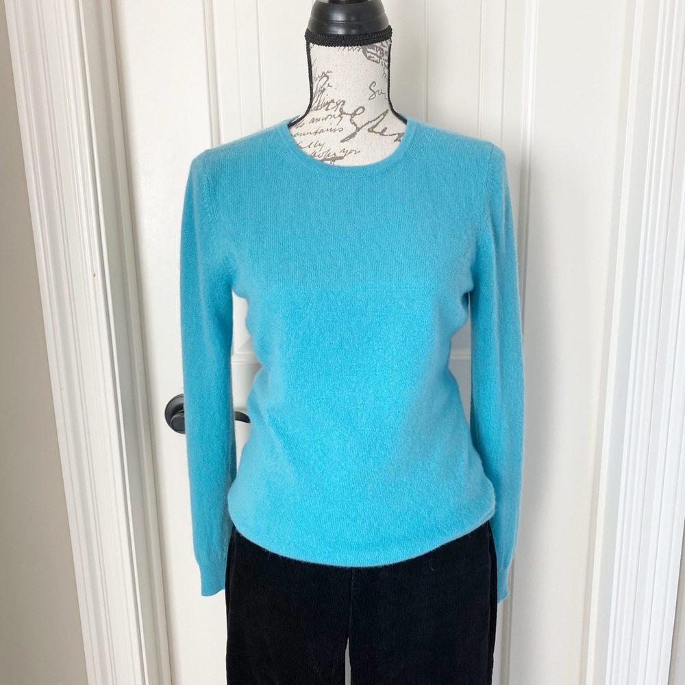 100% Cashmere Charter Club Aqua Blue Sweater Size Medium